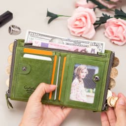 Contact‘S Genuine Leather Fashion Short Wallet Women Small Hasp Photo Card Holder Wallets for Women Female Coin Purse