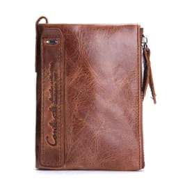 Contact‘S Genuine Leather Fashion Short Wallet Women Small Hasp Photo Card Holder Wallets for Women Female Coin Purse