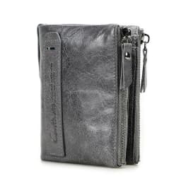 Contact‘S Genuine Leather Fashion Short Wallet Women Small Hasp Photo Card Holder Wallets for Women Female Coin Purse