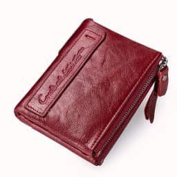 Contact‘S Genuine Leather Fashion Short Wallet Women Small Hasp Photo Card Holder Wallets for Women Female Coin Purse