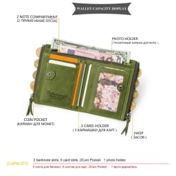 Contact‘S Genuine Leather Fashion Short Wallet Women Small Hasp Photo Card Holder Wallets for Women Female Coin Purse