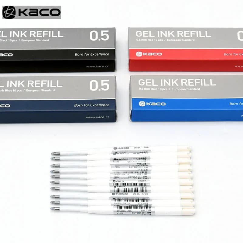 For Xiaomi Metal Sign pen Kaco 0.5MM EU Refill Blue/Black/Red/Navy Blue Ink European Standard Retractable Gel Pens 10Pcs/Pack