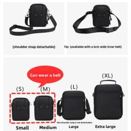 JANGEAR Men Shoulder Bag Casual Messenger Bags Waterproof Man Purse Zipper Crossbody Can Wear A Belt Multi-purpose Mini Belt Bag