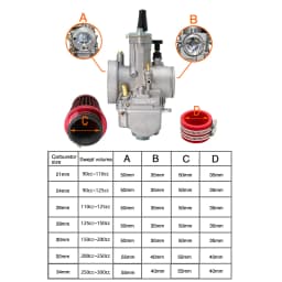 Alconstar- 21 24 26 28 30 32 34mm Keihin PWK Carburetor with Air Filter 2/4T Carb Fit Motorcycle Motocross Dit Pit Bike Moped CB
