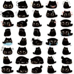 40PCS Cute Little Black Briquette Cat Stickers Waterproof Cartoon Decoration Laptop Cup Phone Suitcase Kids Gift Toy Decal