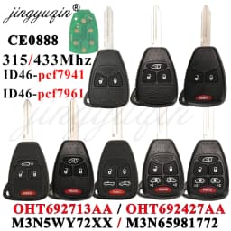 315/433Mhz ID46 Remote Car Key Entry Transmitter for Dodge RAM JEEP Commander Compass Grand Cherokee Liberty Wrangler Chrysler