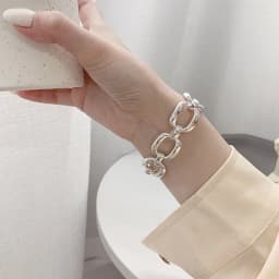 925 Sterling Silver Bracelets for Women Trend Hip Hop Vintage Thick Chain Creative Hollow Geometric Design Party Jewelry