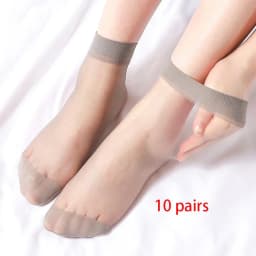 10Pairs/lot Black Skin Color Transparent Thin Women Crystal Silk Socks Nylon Fashion Ladies Female Summer Short Ankle Silk Socks