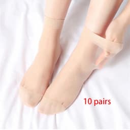 10Pairs/lot Black Skin Color Transparent Thin Women Crystal Silk Socks Nylon Fashion Ladies Female Summer Short Ankle Silk Socks