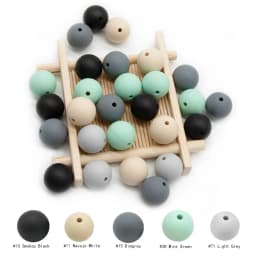 Cute-Idea 20pcs Silicone Beads 9mm Round Pearl Food Grade BPA Free DIY Pacifier Clip Chain Jewelry Baby Teething Rodent Beads