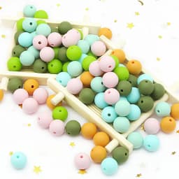 Cute-Idea 20pcs Silicone Beads 9mm Round Pearl Food Grade BPA Free DIY Pacifier Clip Chain Jewelry Baby Teething Rodent Beads