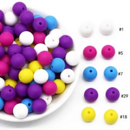 Cute-Idea 20pcs Silicone Beads 9mm Round Pearl Food Grade BPA Free DIY Pacifier Clip Chain Jewelry Baby Teething Rodent Beads