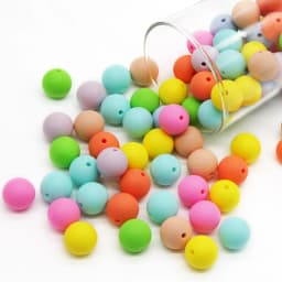 Cute-Idea 20pcs Silicone Beads 9mm Round Pearl Food Grade BPA Free DIY Pacifier Clip Chain Jewelry Baby Teething Rodent Beads