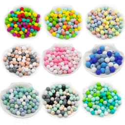 Cute-Idea 20pcs Silicone Beads 9mm Round Pearl Food Grade BPA Free DIY Pacifier Clip Chain Jewelry Baby Teething Rodent Beads