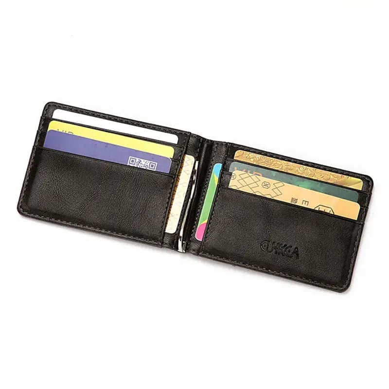 RFID Men's Leather Slim Bifold Money Clip Wallet Front Pocket Credit Card Holder