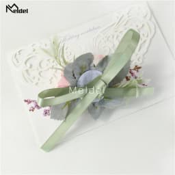 Meldel Wrist Corsage Wedding Men Boutonniere Girl Bracelet Groom Pins Bridesmaid Wrist Corsage Flower Silk Red Rose Boutonniere