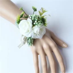Meldel Wrist Corsage Wedding Men Boutonniere Girl Bracelet Groom Pins Bridesmaid Wrist Corsage Flower Silk Red Rose Boutonniere