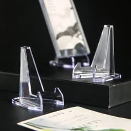 Simple White Bench Style Business Card Holder Stand Case Transparent Acrylic Photo Card Desktop Organizer School Office Supplies