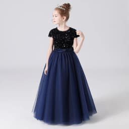 Sequin Half Sleeve Girl Maxi Tulle Princess Dress Large Back Bow Kid Formal Gown Wedding Piano Recital Birthday Pageant Costume
