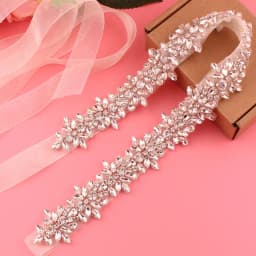 Handmade Silver Crystal Bridal Belt with Ribbons Cookie Patient Belt for Wedding Evening Dresses