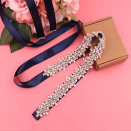 Handmade Silver Crystal Bridal Belt with Ribbons Cookie Patient Belt for Wedding Evening Dresses