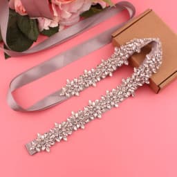 Handmade Silver Crystal Bridal Belt with Ribbons Cookie Patient Belt for Wedding Evening Dresses