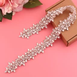 Handmade Silver Crystal Bridal Belt with Ribbons Cookie Patient Belt for Wedding Evening Dresses