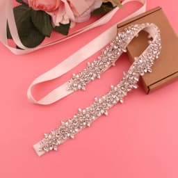 Handmade Silver Crystal Bridal Belt with Ribbons Cookie Patient Belt for Wedding Evening Dresses