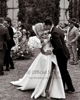 LORIE Satin Wedding Dresses Strapless A-Line Bridal Gown Princess Customzied Made High Split Wedding Gown vestido de noiva 2024