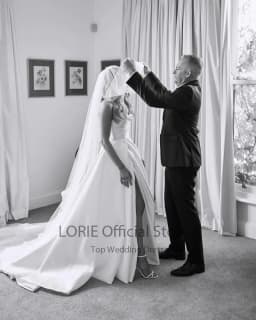 LORIE Satin Wedding Dresses Strapless A-Line Bridal Gown Princess Customzied Made High Split Wedding Gown vestido de noiva 2024