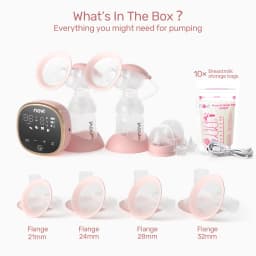 NCVI Double Electric Breast Pump, Portable Breast Pump Electric with 4 Modes 9 Levels,LED Display, 10pcs Breastmilk Storage Bags