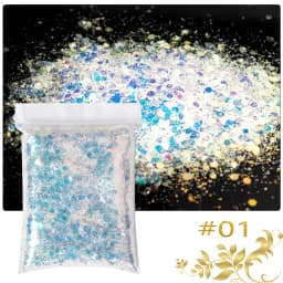 50G/Bag Holographic Mixed Hexagon Shape Chunky Nail Glitter Sequins Sparkly Flakes Slices Manicure Body/Eye/Face Glitter TCF2335