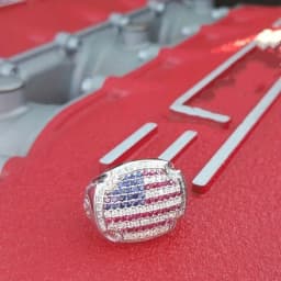 Luxury Women & Men America National Flag Blue and Red Zircon Wedding Band Rings for Bridal Ring Set Size 6-12