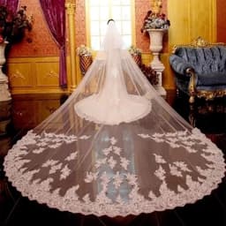 White/Ivory Two Layers Wedding Veil 5m Comb Bling Sequins Lace Mantilla Cathedral Bridal Veils Wedding Accessories Veu De Noiva