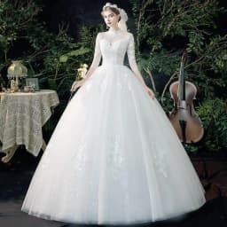 Vestido De Noiva Wedding Dress  Three Quarter Sleeve High Neck Luxury 1m Long Train Ball Gown Robe De Mariee Customized