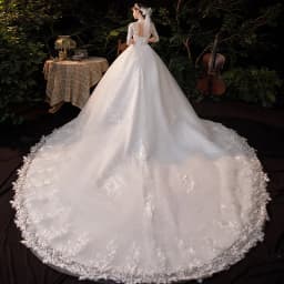Vestido De Noiva Wedding Dress  Three Quarter Sleeve High Neck Luxury 1m Long Train Ball Gown Robe De Mariee Customized