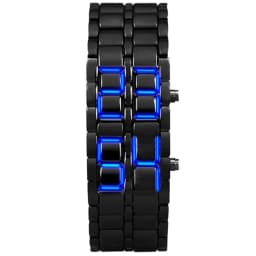 Fashion Mens Digital Lava Wrist Watch Men Black Full Metal Red Blue LED Display Watches Gifts for Male Boy Sport Creative Clock