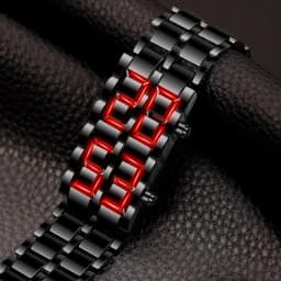 Fashion Mens Digital Lava Wrist Watch Men Black Full Metal Red Blue LED Display Watches Gifts for Male Boy Sport Creative Clock