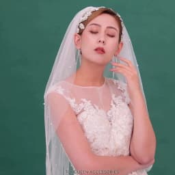 TOPQUEEN V05 Pearls Bridal Veil Soft 1 Tier Beaded Wedding Veil for Bride Cathedral Length with Comb Wedding Accessories