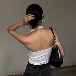 Cotton Sexy Backless Black White Tank Tops Halter Streetwear Vest Female Crop Top Summer 2025 Basic T-shirts Ladies Tube Camis