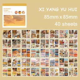 JIANWU 40Sheets INS Aesthetic Landscape Sticker Book DIY Journal Decoration Art Scrapbooking Material Kawaii Stationery Stickers