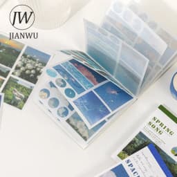 JIANWU 40Sheets INS Aesthetic Landscape Sticker Book DIY Journal Decoration Art Scrapbooking Material Kawaii Stationery Stickers