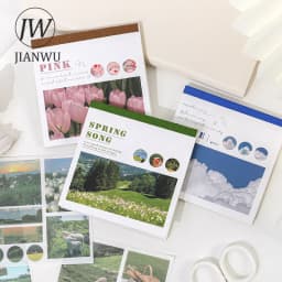 JIANWU 40Sheets INS Aesthetic Landscape Sticker Book DIY Journal Decoration Art Scrapbooking Material Kawaii Stationery Stickers
