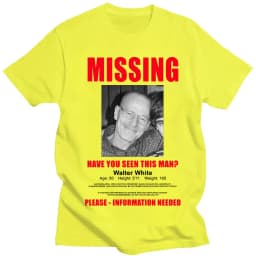 Heisenberg Breaking Bad Missing Sign T Shirt Better Call Saul Graphic Print T-shirts Men's Pure Cotton Short Sleeves Tee Shirt