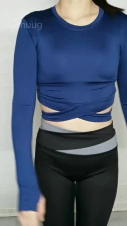 Aiithuug Miidriff Long Sleeve Yoga Tops Sports Fitness Crop Top Gym Shirts Slim Fit Running Tank Tops Criss Cross Waist Cross