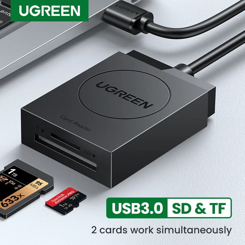 UGREEN Card Reader USB3.0 to SD Micro SD TF Card Adapter for Laptop PC USB to Multi Card adapter Cardreader Smart Card Reader