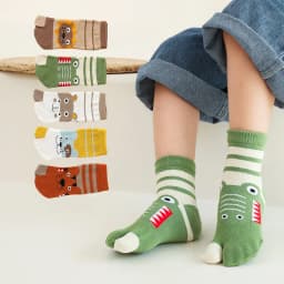 5 Pairs New Style Children Two Toed Tabi Socks for Kids Baby Boys Girls Student Cartoon Animal Cotton Soft Split Thumb Toe Socks
