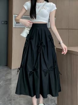 Harajuku Pleated Skirts High Waistfor Women High Waisted Skirt Lace Up Bow 2022 Elegant Fashion Skirts Midi Skirt Korean Style