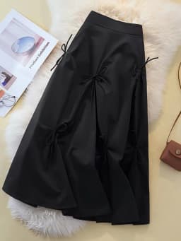 Harajuku Pleated Skirts High Waistfor Women High Waisted Skirt Lace Up Bow 2022 Elegant Fashion Skirts Midi Skirt Korean Style