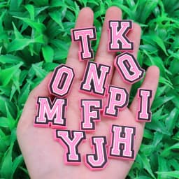 1-26Pcs PVC Pink English Letter Alphabet Sandals Shoe Charms Accessories Kids Designer Decoration DIY Backpack